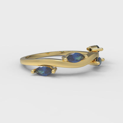 0.4 cttw Simulated Tanzanite Marquise Cut Yellow Gold Eternity Wedding Band