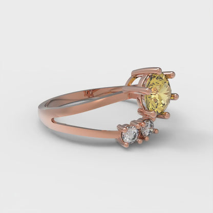 0.87 cttw Natural Citrine Three-Stone Engagement Ring - Solid Gold (Round Cut,6.0mm)