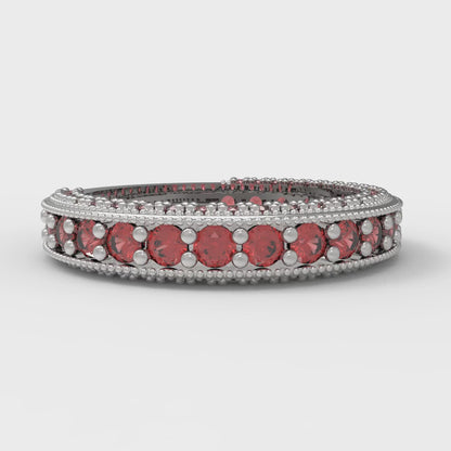 1.44 cttw Simulated Pink Tourmaline Round Cut White Gold Eternity Wedding Band