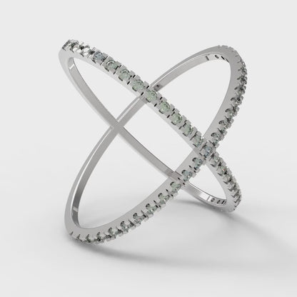 0.245 cttw Blue Moissanite Statement Engagement Ring - Solid White Gold (VVS1, Round Cut,1.0mm)