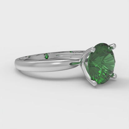 2 cttw Simulated Emerald Solitaire  Engagement Ring - Solid Gold (Round Cut,8.0mm)