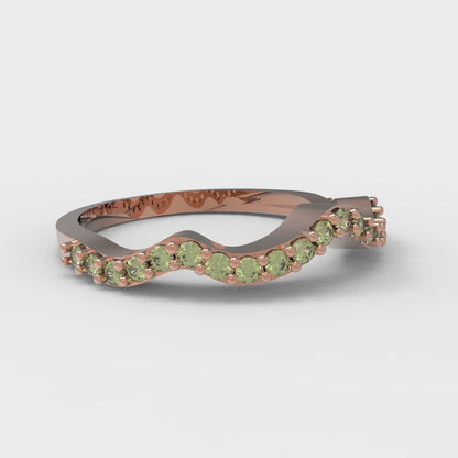 0.23 cttw Natural Peridot Round Cut Rose Gold Eternity Wedding Band