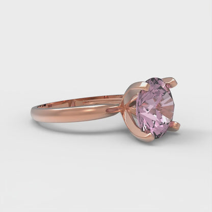 3 cttw Zirconia Simulated Pink Diamond Solitaire  Engagement Ring - Solid Rose Gold (VVS1, Round Cut,9.0mm)