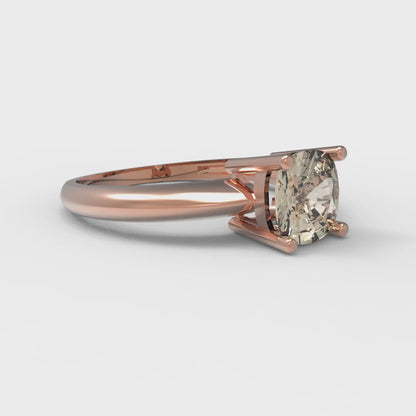 1 cttw Natural Morganite Solitaire  Engagement Ring - Solid Gold (Cushion Cut,6mm)