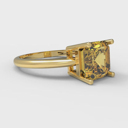 2 cttw Natural Citrine Solitaire  Engagement Ring - Solid Gold (Asscher Cut,7.0mm)