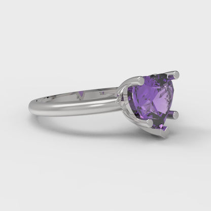 2 cttw Simulated Alexandrite Solitaire  Engagement Ring - Solid Gold (Heart Cut,8mm)