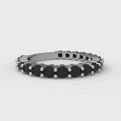 1.2 cttw Natural Onyx Round Cut White Gold Eternity Wedding Band