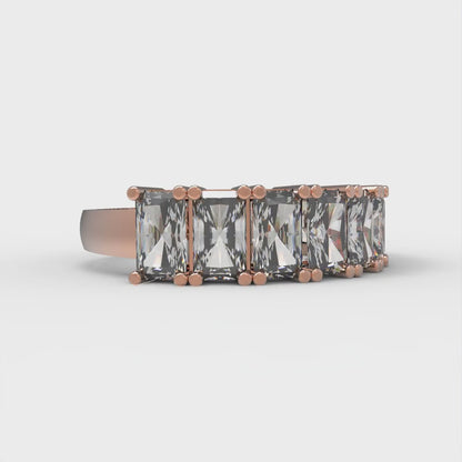2.61 cttw White Sapphire Emerald Cut Rose Gold Eternity Wedding Band