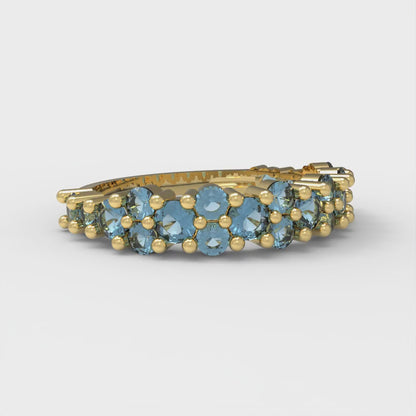 0.98 cttw Simulated Blue Diamond Round Cut Yellow Gold Eternity Wedding Band