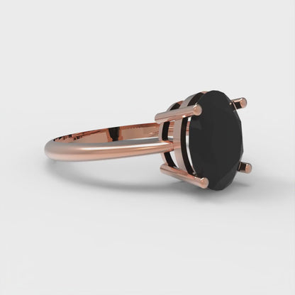 2 cttw Natural Onyx Solitaire  Engagement Ring - Solid Gold (Oval Cut,9x7mm)