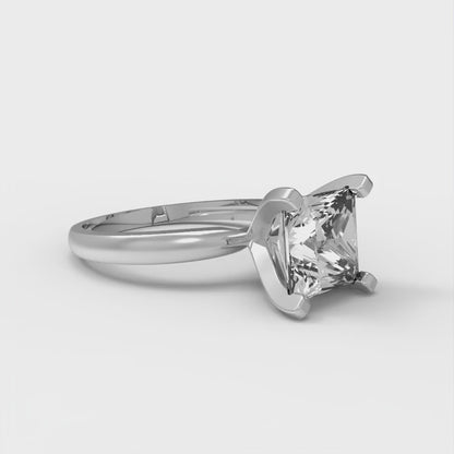 2 cttw White Sapphire Solitaire  Engagement Ring - Solid Gold (Princess Cut,7.0mm)