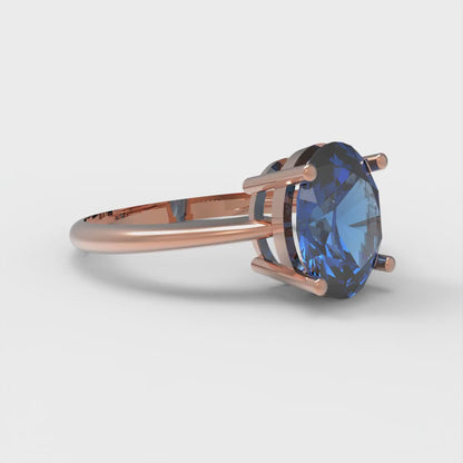 2 cttw Simulated Tanzanite Solitaire  Engagement Ring - Solid Gold (Oval Cut,9x7mm)