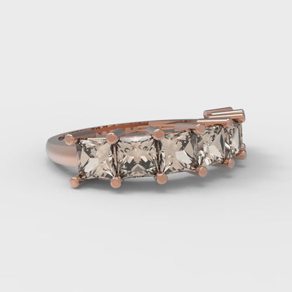 1.75 cttw Yellow Moissanite Princess Cut Rose Gold Eternity Wedding Band