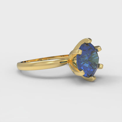 3 cttw Simulated Tanzanite Solitaire  Engagement Ring - Solid Gold (Round Cut,9mm)