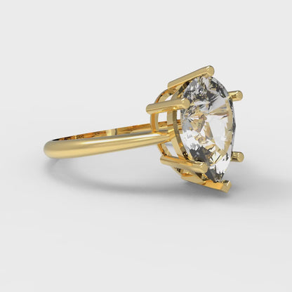 2 cttw Moissanite Solitaire  Engagement Ring - Solid Yellow Gold (VVS1, Pear Cut,10x7mm)