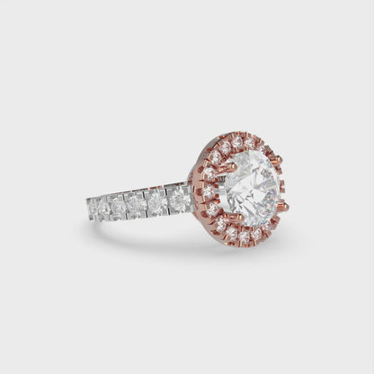 1.86 cttw Moissanite Solitaire with Zirconia Simulated Diamond Accents Engagement Ring - Solid White/Rose Gold (VVS1, Round Cut,7.5mm)