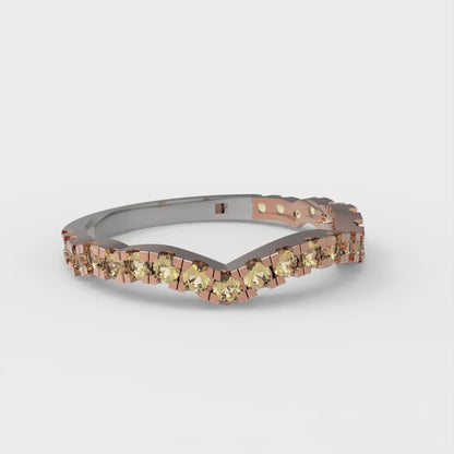 0.36 cttw Natural Citrine Round Cut White/Rose Gold Eternity Wedding Band