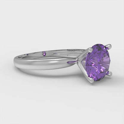 1.5 cttw Simulated Alexandrite Solitaire  Engagement Ring - Solid Gold (Round Cut,7.5mm)