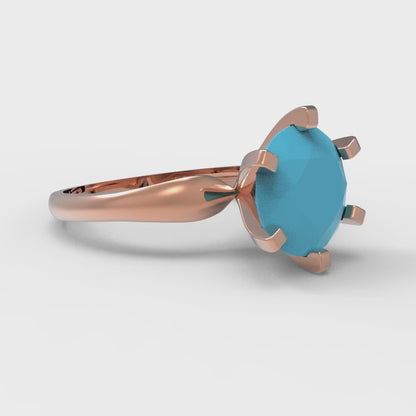 2.5 cttw Simulated Turquoise Solitaire  Engagement Ring - Solid Gold (Round Cut,8.5mm)