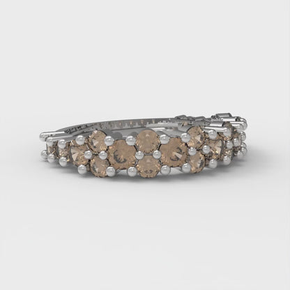 0.98 cttw Yellow Moissanite Round Cut White Gold Eternity Wedding Band