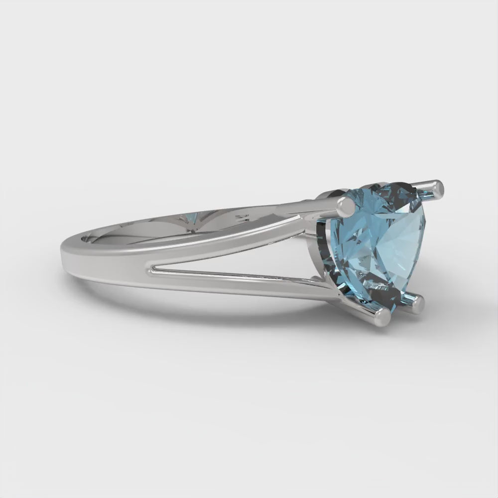 1 cttw Natural Swiss Blue Topaz Solitaire  Engagement Ring - Solid Gold (Heart Cut,6.5mm)