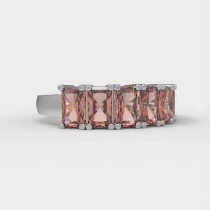 2.61 cttw Simulated Red Diamond Emerald Cut White Gold Eternity Wedding Band