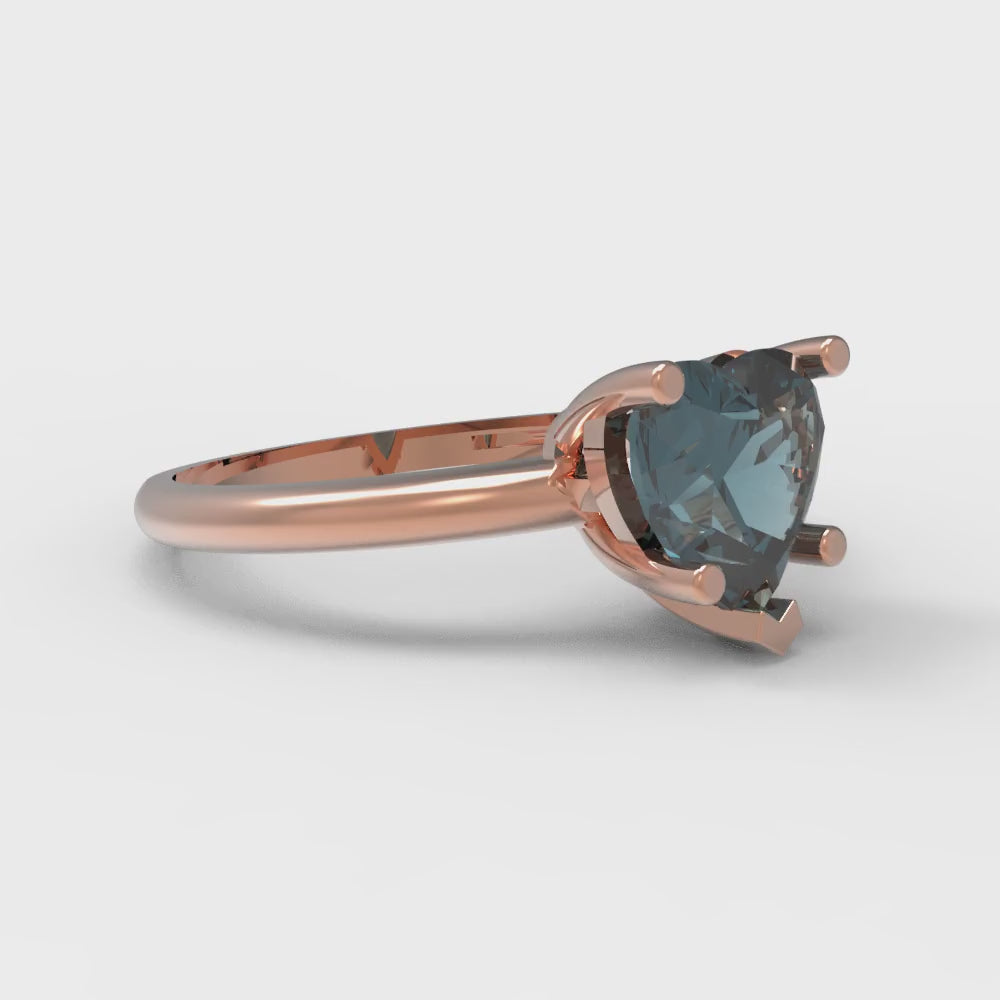 2 cttw Natural London Blue Topaz Solitaire  Engagement Ring - Solid Gold (Heart Cut,8mm)