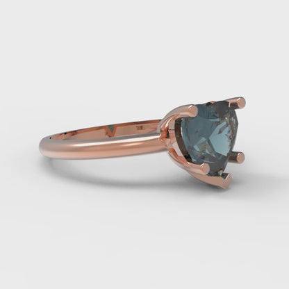 2 cttw Natural London Blue Topaz Solitaire  Engagement Ring - Solid Gold (Heart Cut,8mm)