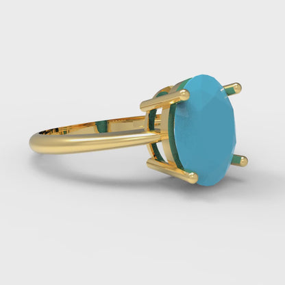 2.5 cttw Simulated Turquoise Solitaire  Engagement Ring - Solid Gold (Oval Cut,9.5x7.5mm)