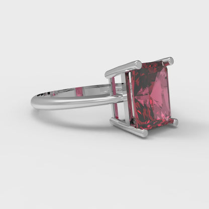 2.5 cttw Simulated Ruby Solitaire  Engagement Ring - Solid White Gold (VVS1, Radiant Cut,8.5x6.5mm)