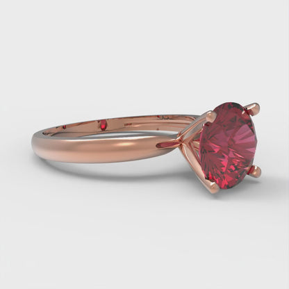 1.5 cttw Natural Garnet Solitaire  Engagement Ring - Solid Gold (Round Cut,7.5mm)