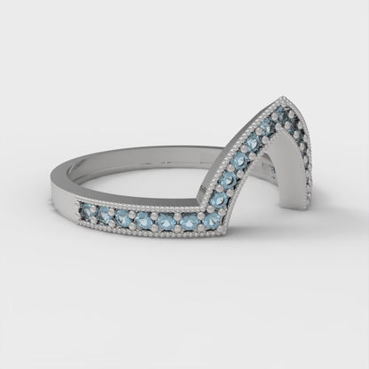 0.1875 cttw Natural Aquamarine Round Cut White Gold Eternity Wedding Band