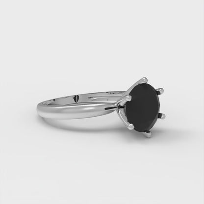 1.5 cttw Natural Onyx Solitaire  Engagement Ring - Solid Gold (Round Cut,7.5mm)