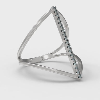 0.09 cttw Natural London Blue Topaz Statement Engagement Ring - Solid Gold (Round Cut,1.0mm)