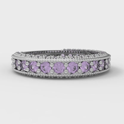 1.44 cttw Simulated Alexandrite Round Cut White Gold Eternity Wedding Band