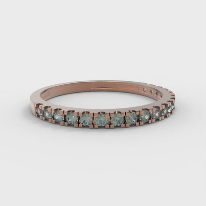 0.285 cttw Blue Moissanite Round Cut Rose Gold Eternity Wedding Band