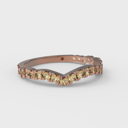 0.36 cttw Natural Citrine Round Cut Rose Gold Eternity Wedding Band