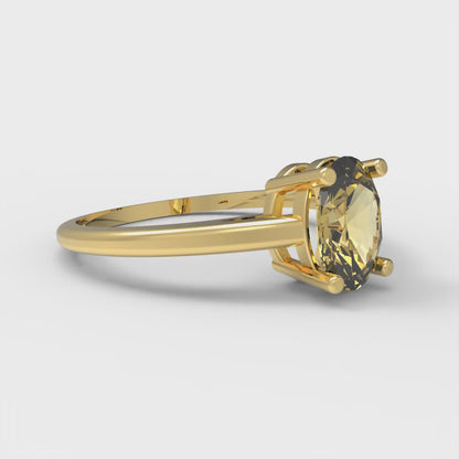 1 cttw Natural Citrine Solitaire  Engagement Ring - Solid Gold (Oval Cut,7x5mm)