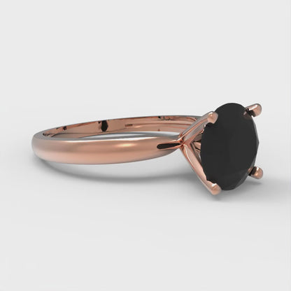 1.5 cttw Natural Onyx Solitaire  Engagement Ring - Solid Gold (Round Cut,7.5mm)