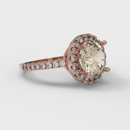 1.8 cttw Natural Morganite Solitaire with Zirconia Simulated Diamond Accents Engagement Ring - Solid Gold (Round Cut,7.5mm)