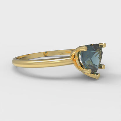 1.25 cttw Natural London Blue Topaz Solitaire  Engagement Ring - Solid Gold (Heart Cut,7.0mm)