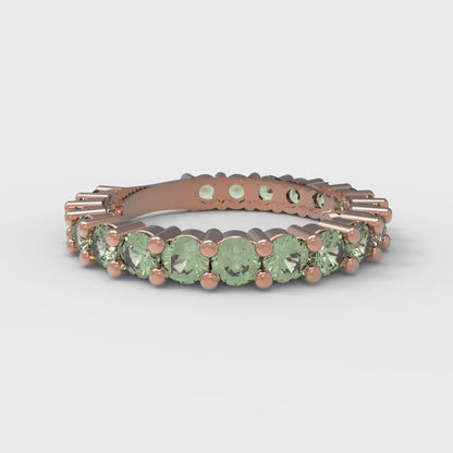1.44 cttw Simulated Green Diamond Round Cut Rose Gold Eternity Wedding Band