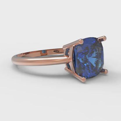 2.5 cttw Simulated Tanzanite Solitaire  Engagement Ring - Solid Gold (Cushion Cut,8mm)