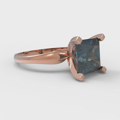 2.5 cttw Natural London Blue Topaz Solitaire  Engagement Ring - Solid Gold (Princess Cut,7.5mm)