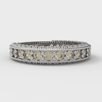 1.44 cttw Natural Morganite Round Cut White Gold Eternity Wedding Band