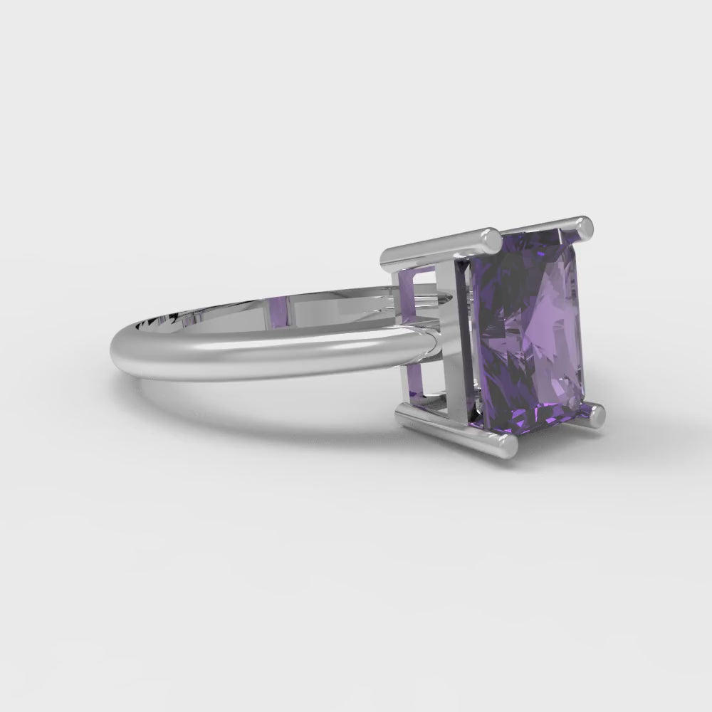 1.75 cttw Natural Amethyst Solitaire  Engagement Ring - Solid Gold (Radiant Cut,7.5x5.5mm)