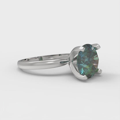 3 cttw Blue Moissanite Solitaire  Engagement Ring - Solid Gold (Round Cut,9mm)