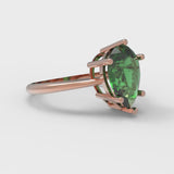 2. ct Brilliant Pear Cut Simulated Emerald Stone Rose Gold Solitaire Ring