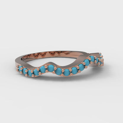 0.23 cttw Simulated Turquoise Round Cut Rose Gold Eternity Wedding Band