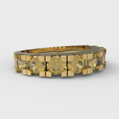 1.53 cttw Simulated Yellow Diamond Round Cut Yellow Gold Eternity Wedding Band